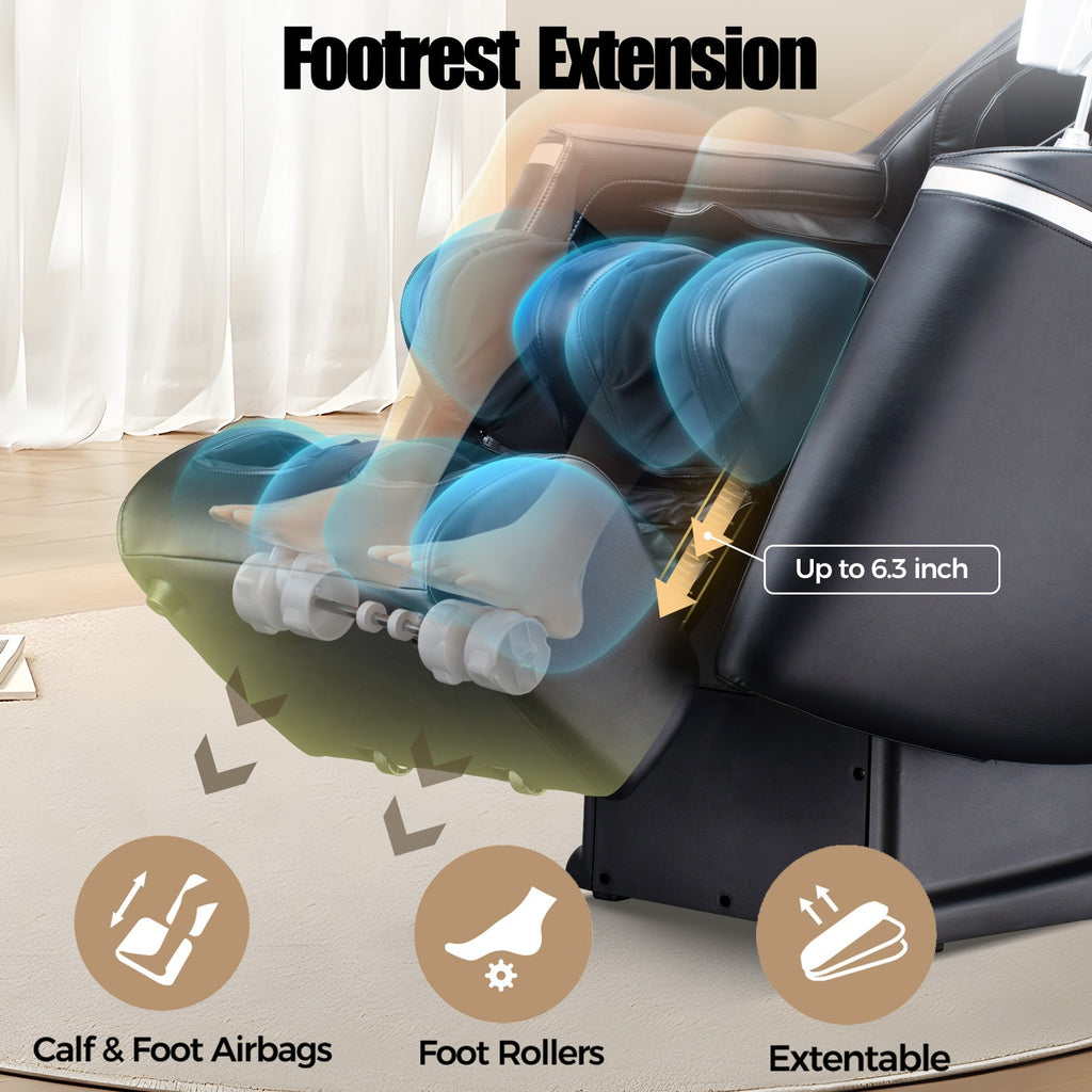 4D Massage Chair Full Body Zero Gravity, Shiatsu Massage Chairs and Recliners with Heating, Bluetooth, Voice Control and APP Control, Black