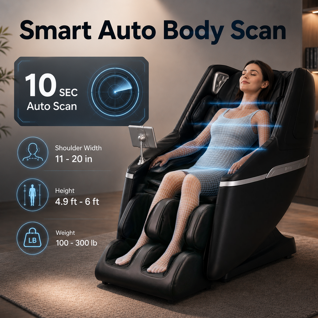 4D Massage Chair Full Body Zero Gravity, Shiatsu Massage Chairs and Recliners with Heating, Bluetooth, Voice Control and APP Control, Black