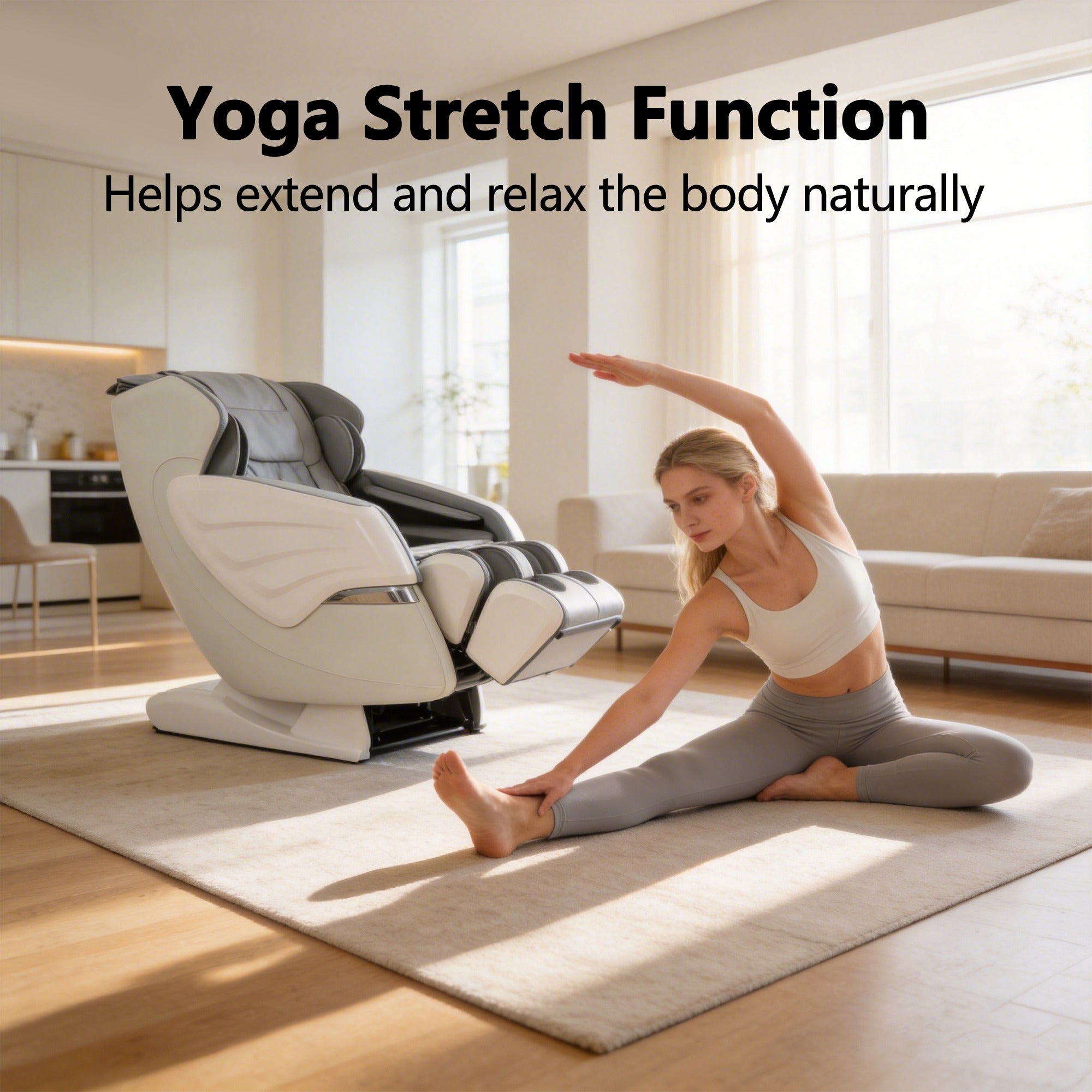 BOSSCARE 4D Massage Chairs with AI Voice, App Control SL Track Full Body Massage Recliner Gray