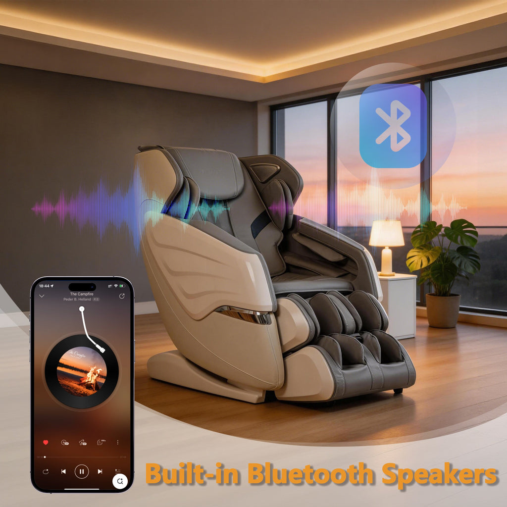 BOSSCARE 4D Massage Chairs with AI Voice, App Control SL Track Full Body Massage Recliner Gray