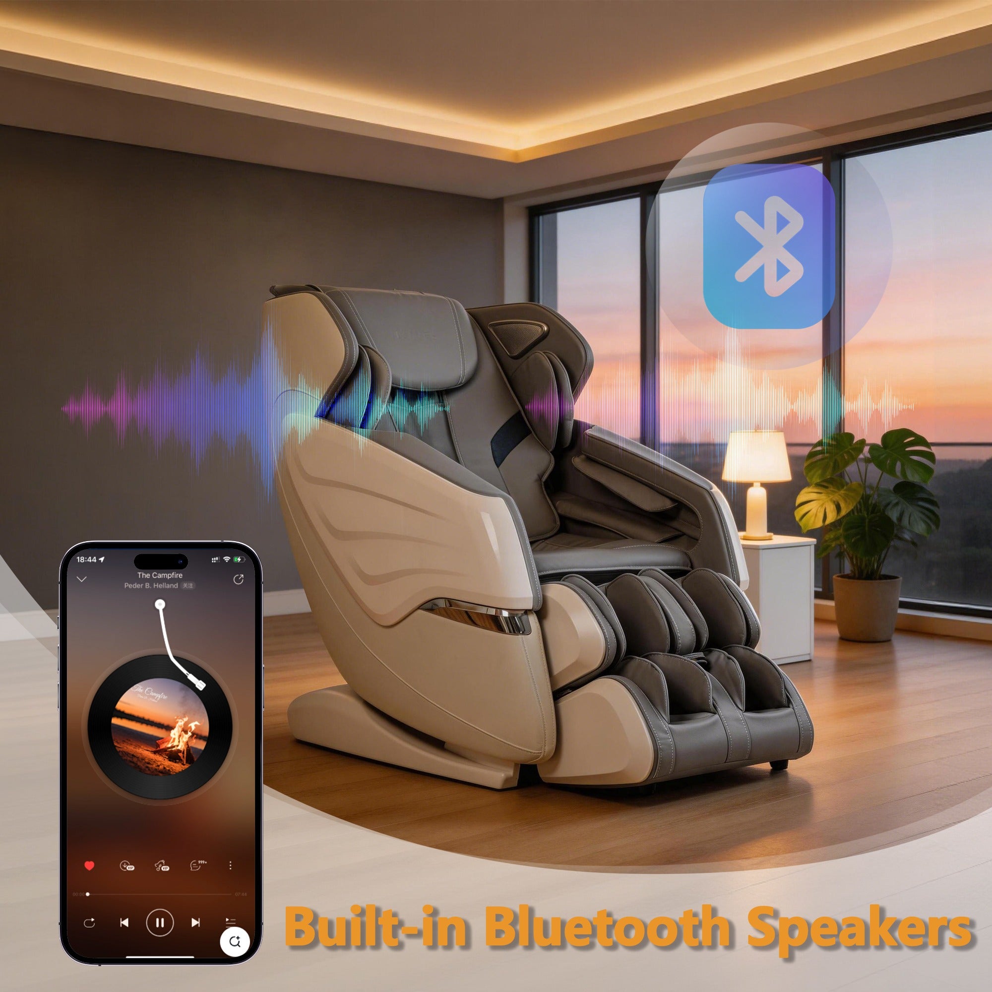BOSSCARE 4D Massage Chairs with AI Voice, App Control SL Track Full Body Massage Recliner Gray