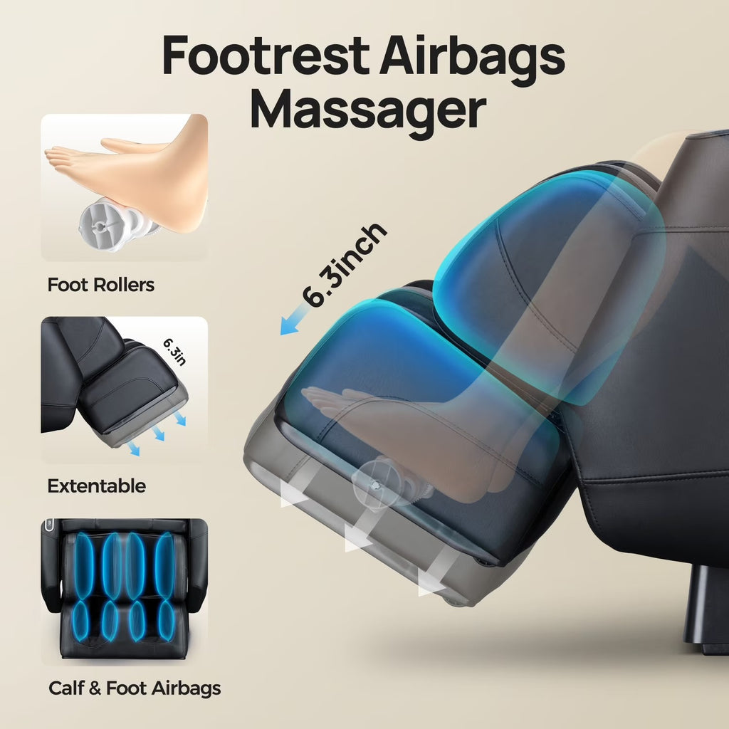 BOSSCARE Full Body Shiatsu Recliner Massage Chair Zero Gravity with USB and Heated, Brown