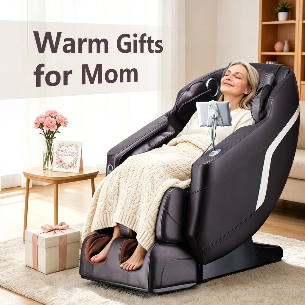 BOSSCARE Full Body Shiatsu Recliner Massage Chair Zero Gravity with USB and Heated, Brown