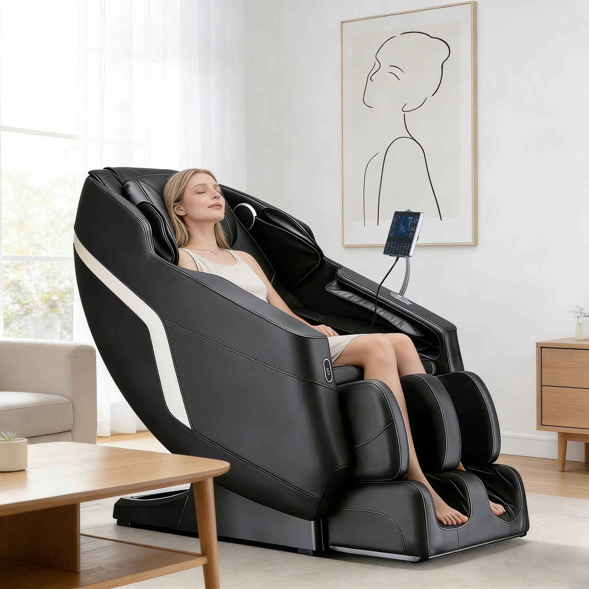 BOSSCARE Full Body Shiatsu Recliner Massage Chair Zero Gravity with USB Port and App, Black