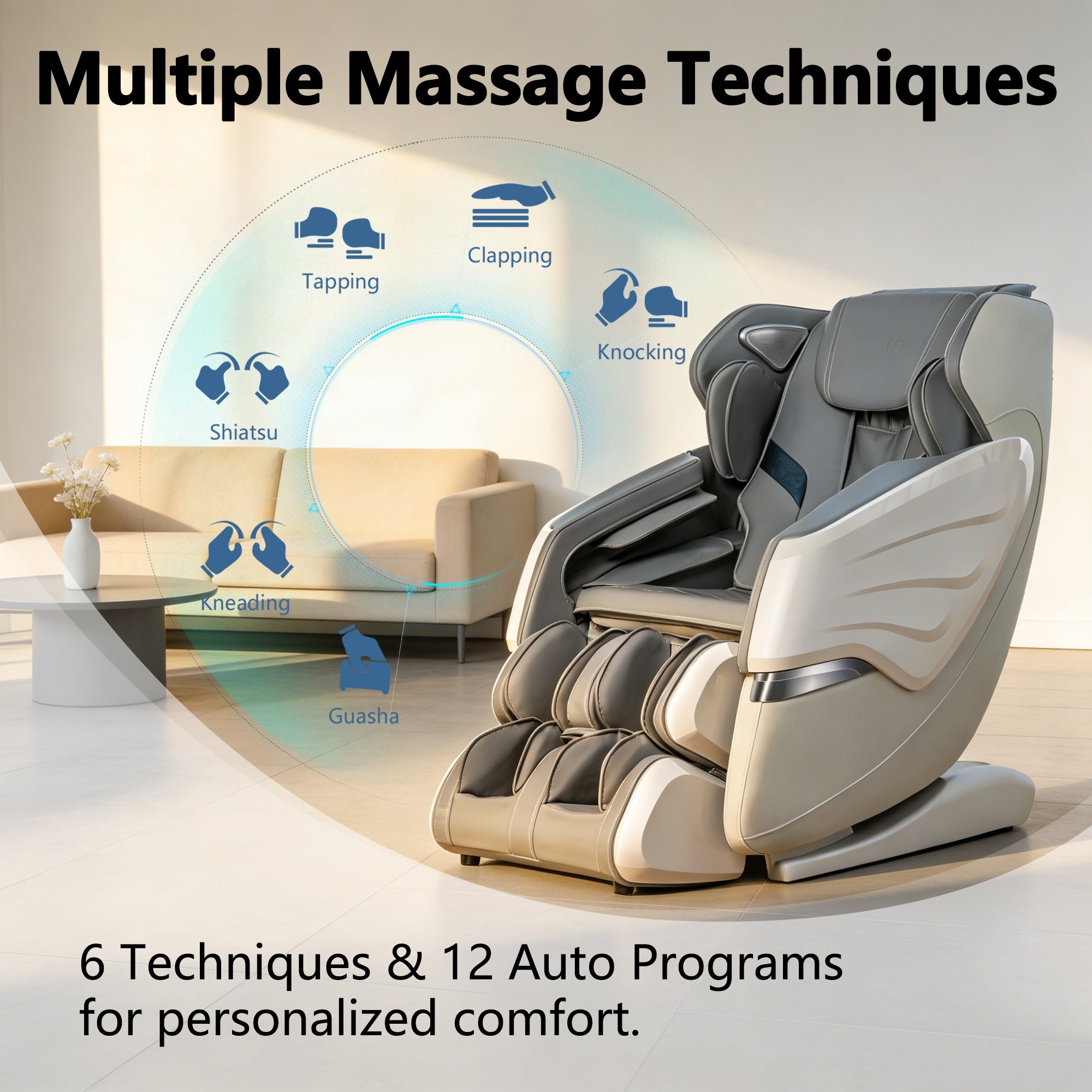 BOSSCARE 4D Massage Chairs with AI Voice, App Control SL Track Full Body Massage Recliner Gray