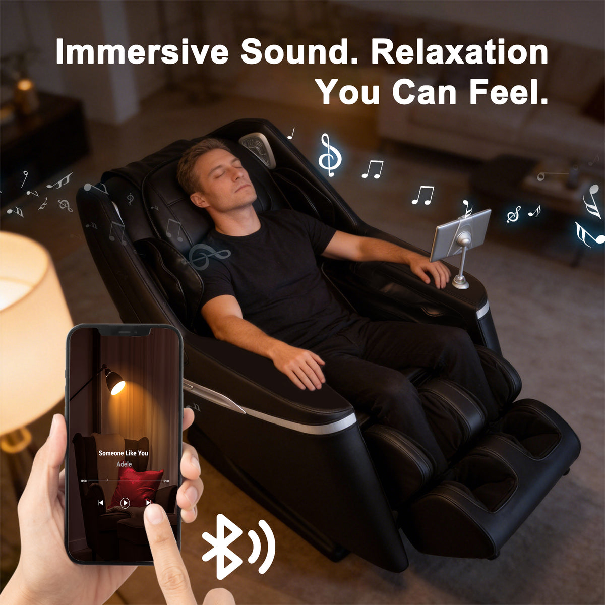 4D Massage Chair Full Body Zero Gravity, Shiatsu Massage Chairs and Recliners with Heating, Bluetooth, Voice Control and APP Control, Black