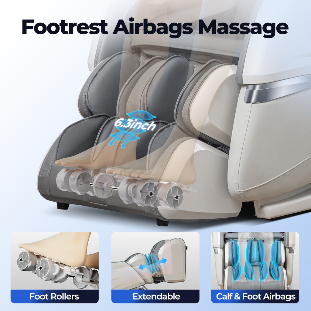 BOSSCARE 4D Massage Chairs with AI Voice, App Control SL Track Full Body Massage Recliner Gray