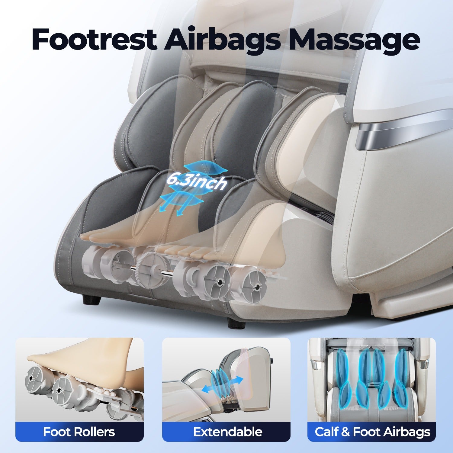 BOSSCARE 4D Massage Chairs with AI Voice, App Control SL Track Full Body Massage Recliner Gray