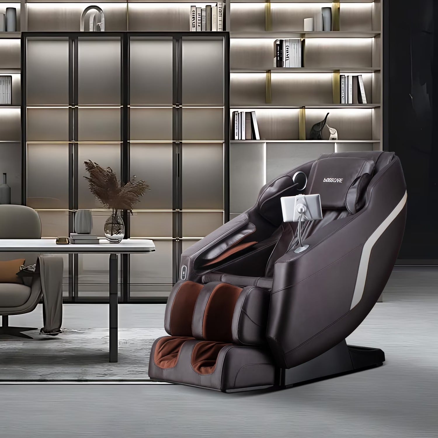 BOSSCARE Full Body Shiatsu Recliner Massage Chair Zero Gravity with USB and Heated, Brown