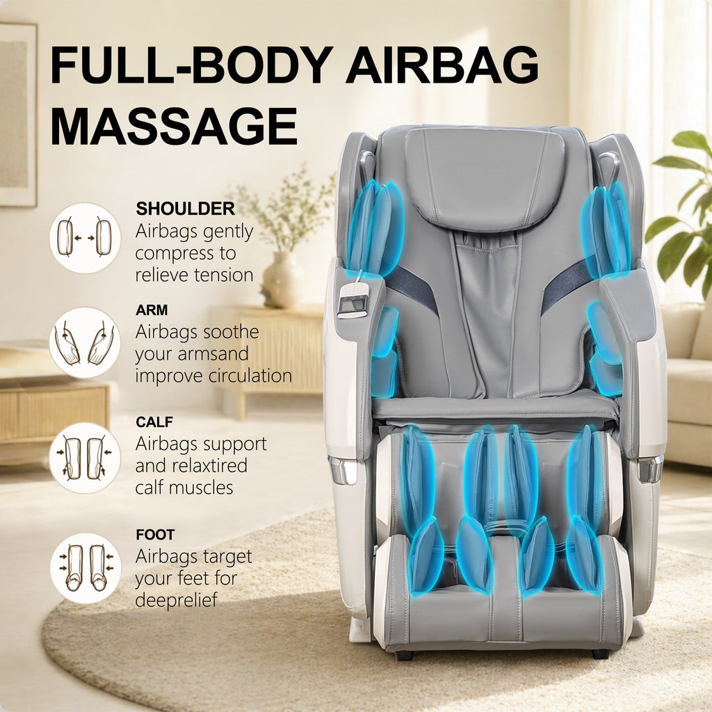 BOSSCARE 4D Massage Chairs with AI Voice, App Control SL Track Full Body Massage Recliner Gray