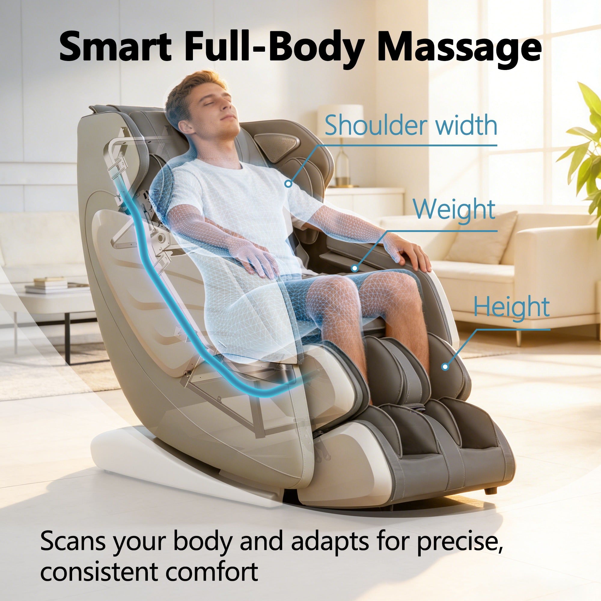 BOSSCARE 4D Massage Chairs with AI Voice, App Control SL Track Full Body Massage Recliner Gray