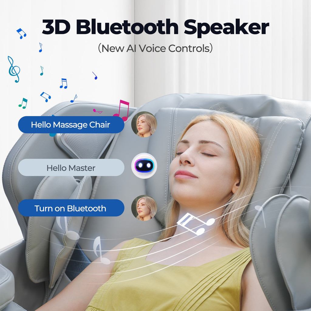 BOSSCARE 4D Massage Chairs with AI Voice, App Control SL Track Full Body Massage Recliner Gray